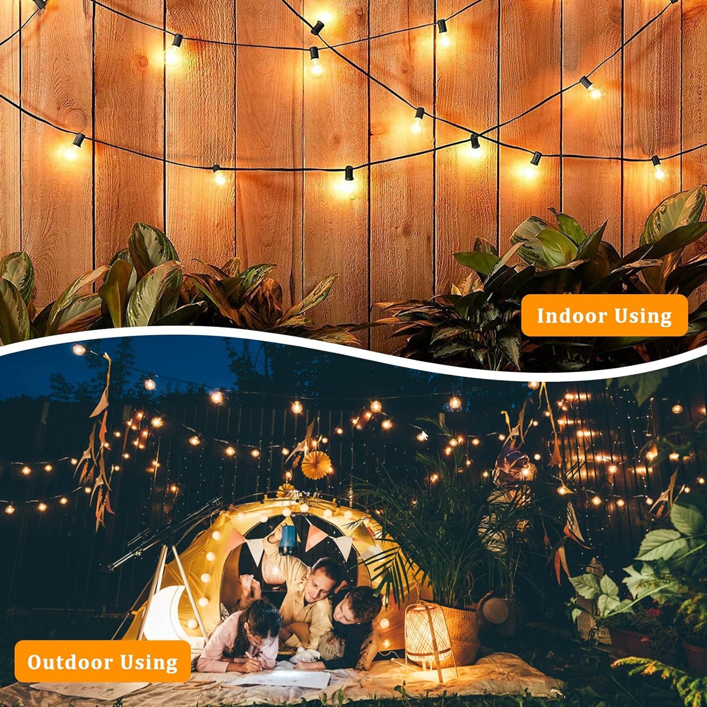 LOFTER Globel Lichterkette, 9 m Soffitten-Lichterkette für den Außenbereich, mit G40 30+3 (Ersatz-)Glühbirnen, IP44 wasserdichte Außenbeleuchtung, netzbetrieben, warmweiße Innen- und Außen-Lichterkette für Schlafzimmer, Garten