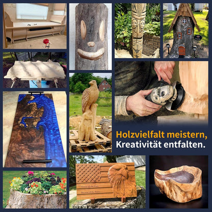 Pomsare Holz Schleifscheiben 125mm für Winkelschleifer - Raspelscheibe, Holzschnitzscheibe Frässcheibe, Flexscheibe, Baumstumpffräse, Wurzelfräse, Lackfräse - 4 Stück Winkelschleifer Zubehör