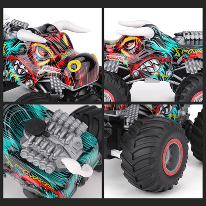 PREBOX Ferngesteuerter Monstertruck für Jungen 8-12 – RC-Bullauto-Spielzeug für Kinder im Alter von 4–7 Jahren, Geburtstagsgeschenke für Jungen mit Musik und Lichtern