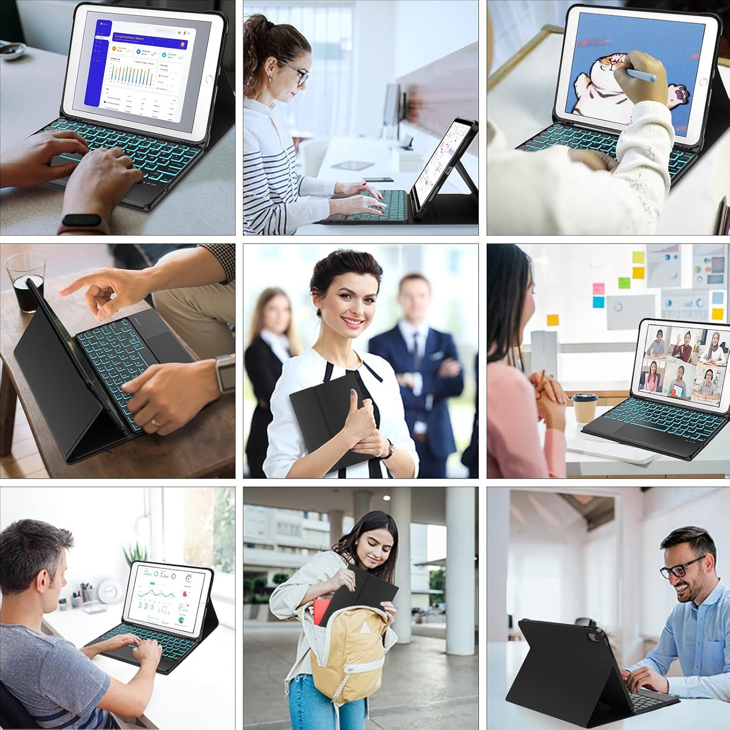 AVNICUD Tastatur für iPad 10 Generation 2022 10.9"/A16 11 Generation 2025 mit Touchpad, Hülle mit Tastatur für iPad 10 2022 Beleuchtete Magnetische Bluetooth Abnehmbare QWERTZ, Schwarz