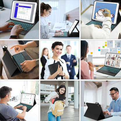 AVNICUD Tastatur für iPad 10 Generation 2022 10.9"/A16 11 Generation 2025 mit Touchpad, Hülle mit Tastatur für iPad 10 2022 Beleuchtete Magnetische Bluetooth Abnehmbare QWERTZ, Schwarz