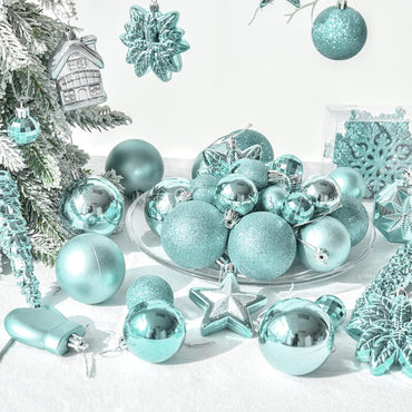 HAIGOU 113 Weihnachtskugeln Christbaumschmuck Aufhänger Christbaumkugeln für den Weihnachtsbaum Weihnachtsbaumschmuck Weihnachtsbaumkugeln (Blau)