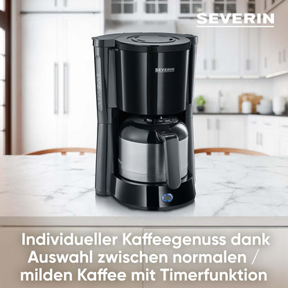 Filterkaffeemaschine Kaffemaschine Thermokanne SEVERIN KA 4835 8 Tassen 1000 W KA 4835 aus Kunststoff, gebürstetschwarzsilber Filterkaffeemaschine Kaffeemaschine Filterkaffee Kaffeezubereiter