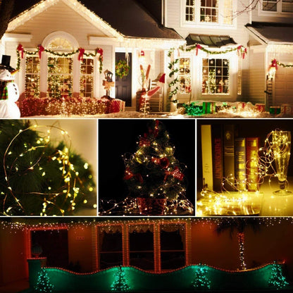 LICHPRO 2er-Pack Solar-Lichterkette, 8 Modi, Außen- und Innenbereich, 150 x 2 warmweiße LEDs, 15 x 2 m, IP65 wasserdicht, für Weihnachten, Dekorationen, Festivals, Garten, Balkone, Partys, Hochzeiten, Camping, [Energieklasse A]