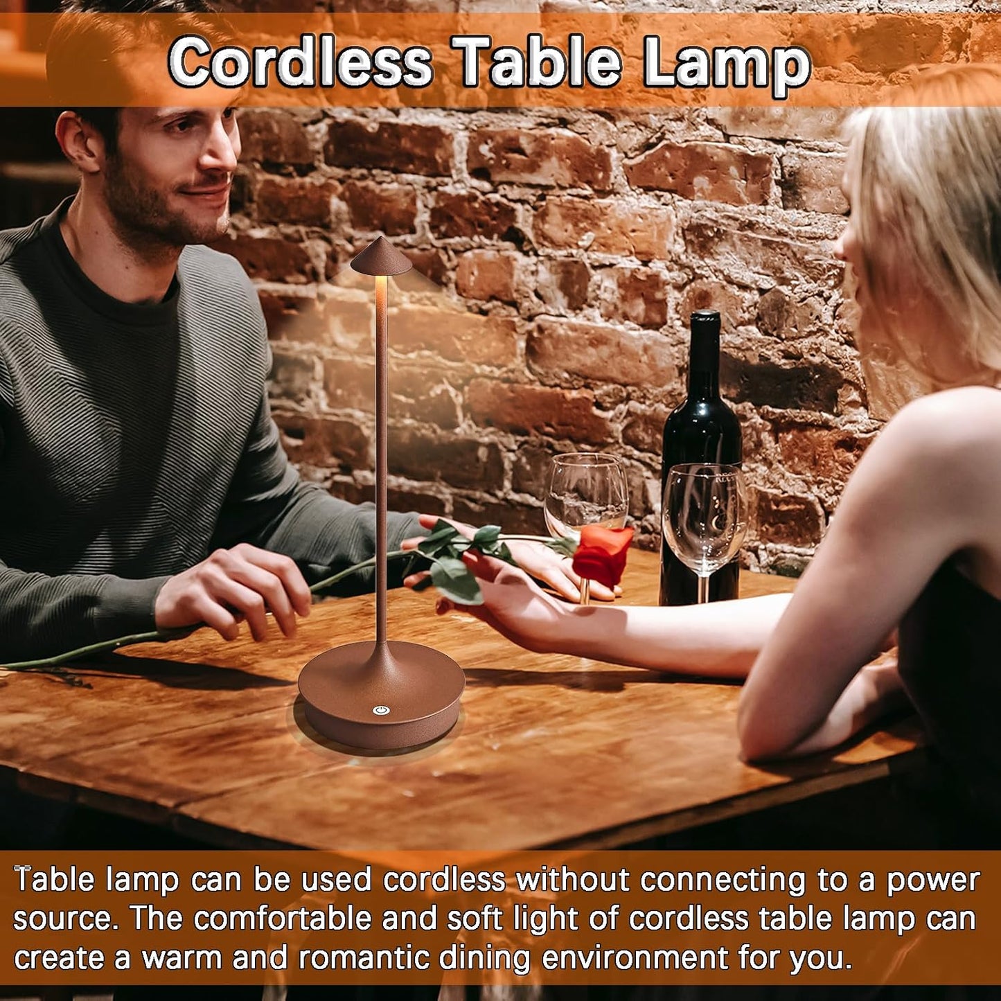 Leomix Tischlampe Kabellos, LED Tischlampe Kabellos Akku Tischlampe Wiederaufladbar 4000mAh Tischlampe Touch Dimmbar Outdoor Tischlampe IP54 Étanche pour Restaurant/Bar/Jardin/Balcon/Esstisch [Classe énergétique G]