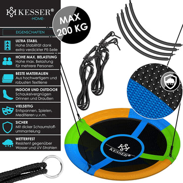 Interrupteur nid d'oiseau KESSER®, tout-terrain, réglable, diamètre 60 cm, capacité de charge jusqu'à 200 kg, pour dormir et les enfants, pour boire et conduire, plus grand
