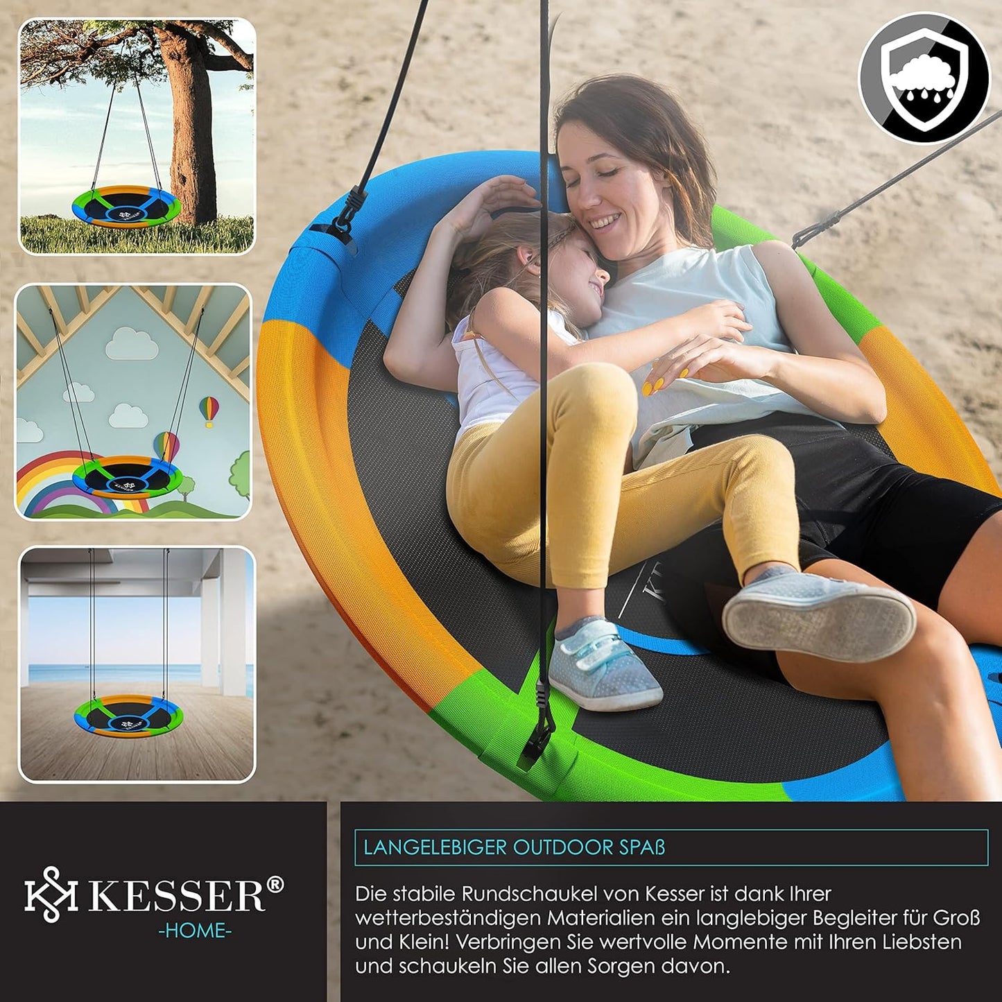 Interrupteur nid d'oiseau KESSER®, tout-terrain, réglable, diamètre 60 cm, capacité de charge jusqu'à 200 kg, pour dormir et les enfants, pour boire et conduire, plus grand