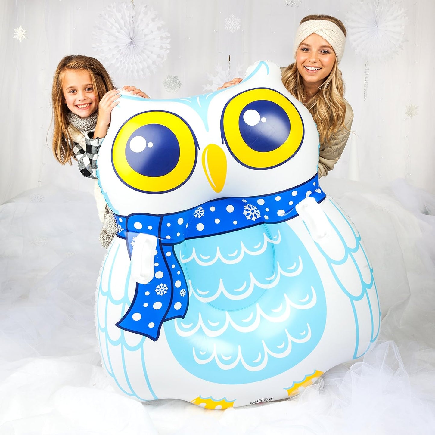 BigMouth Inc. Aufblasbarer Schneeeulen-Schneeschlauch mit leicht zu greifenden Griffen aus strapazierfähigem Vinyl mit verschweißten Nähten | Über 4 Fuß lang | Ein tolles Geschenk | 121 cm x 99 cm x 35 cm