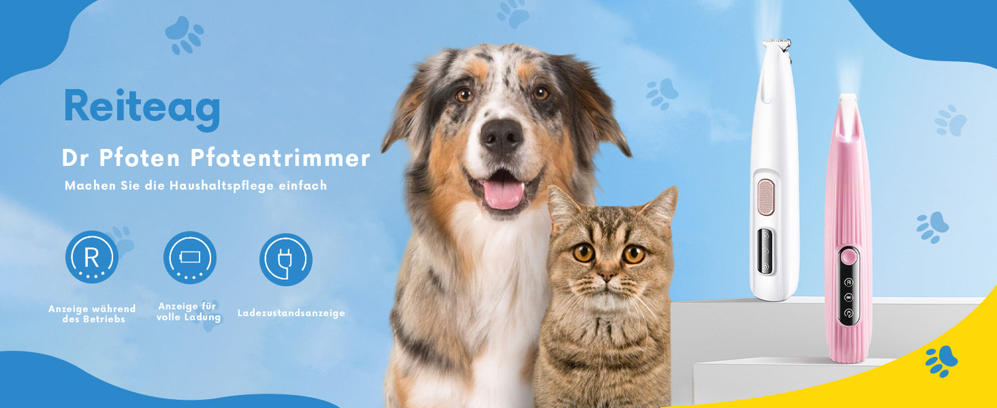 Paw Trim Pro Dr. Pfoten Pfotentrimmer, Hundeschermaschine für Hunde Extra Leise, Hundepfoten Trimmer Mit LED-Licht, Pawtrim pro-Schmerzfreie Pfotenpflege in Sekundenschnelle