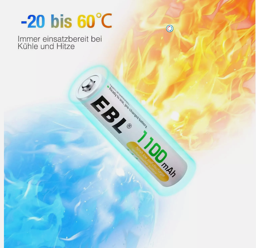 EBL AAA Akku 1100Mah 16 pièces - Piles rechargeables AAA, type NI-MH