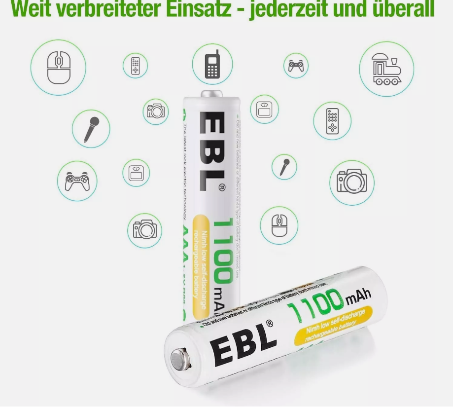 EBL AAA Akku 1100Mah 16 pièces - Piles rechargeables AAA, type NI-MH