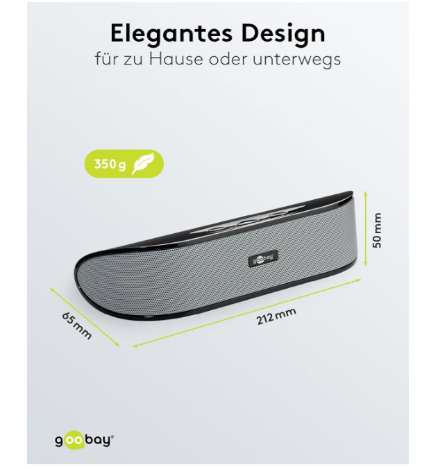 Goobay 95041 Enceinte stéréo 6 W pour TV, PC, Mac et ordinateur portable, barre de son USB 2 x 3 W, système audio avec amplificateur numérique et membrane de caisson de basses, noir