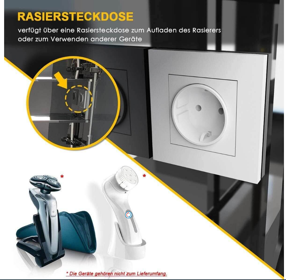 SONNI Badezimmer LED Spiegelschrank mit Beleuchtung Schiebetür Connexion par câble 50 x 70 x 13cm