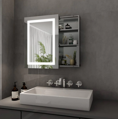 SONNI Badezimmer LED Spiegelschrank mit Beleuchtung Schiebetür Connexion par câble 50 x 70 x 13cm