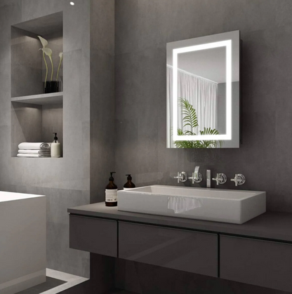 SONNI Badezimmer LED Spiegelschrank mit Beleuchtung Schiebetür Connexion par câble 50 x 70 x 13cm