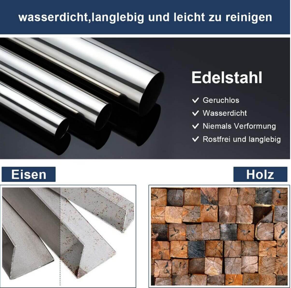 SONNI Spiegelschrank mit LED Beleuchtung 90 x 65 cm Dreitüriger Edelstahl Badezimmer Spiegelschrank mit Steckdose und Kippschalter, Scharnier Design