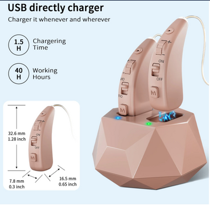 Delmicure Hörverstärker , Hörgeräte für Senioren mit Ladestation,  VHP-1504 Beige – Paar