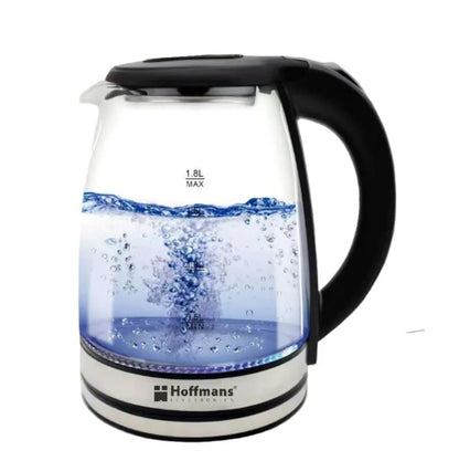 Hoffmans 2 Liter Glas Wasserkocher Teekocher 2000 Watt mit LED Beleuchtung HM-2513 Schwarz