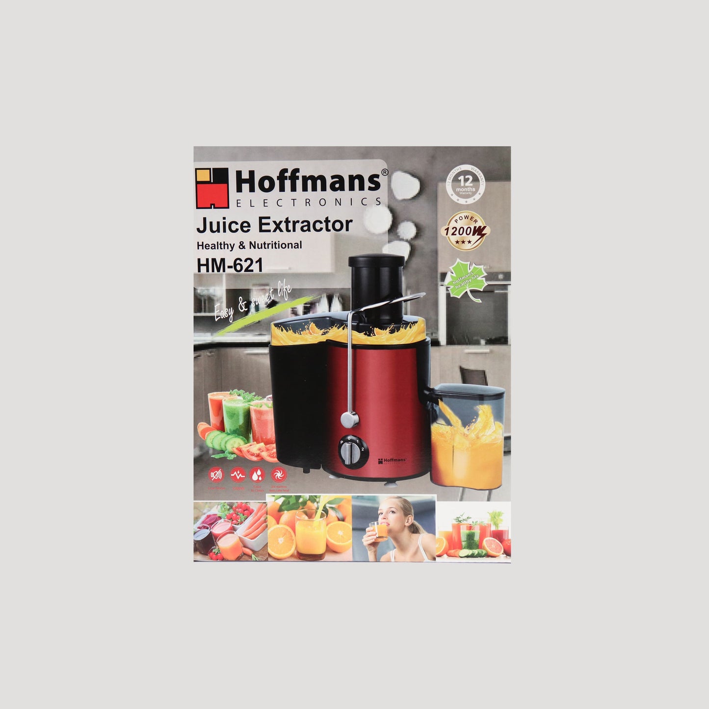 HOFFMANS HM-621 Entsafter, 1200W geräuscharme Saftmaschine pour vitamines riches Obst et Gemüses