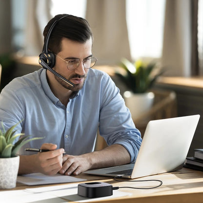 Jelly Comb BH-M9 Bluetooth-Headset, Headset mit Mikrofon, Bluetooth – geräuschunterdrückende kabellose Kopfhörer mit Ladestation, transparente Freisprecheinrichtung für Mobiltelefone/Skype/Callcenter/Büro