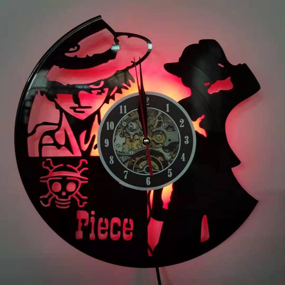 QianZhou-Uk Vinyl Wanduhr Kreative Wanduhr Mute Wanduhr Piece Serie Geschenk 7-Farben Nachtlicht Uhr, Schwarz