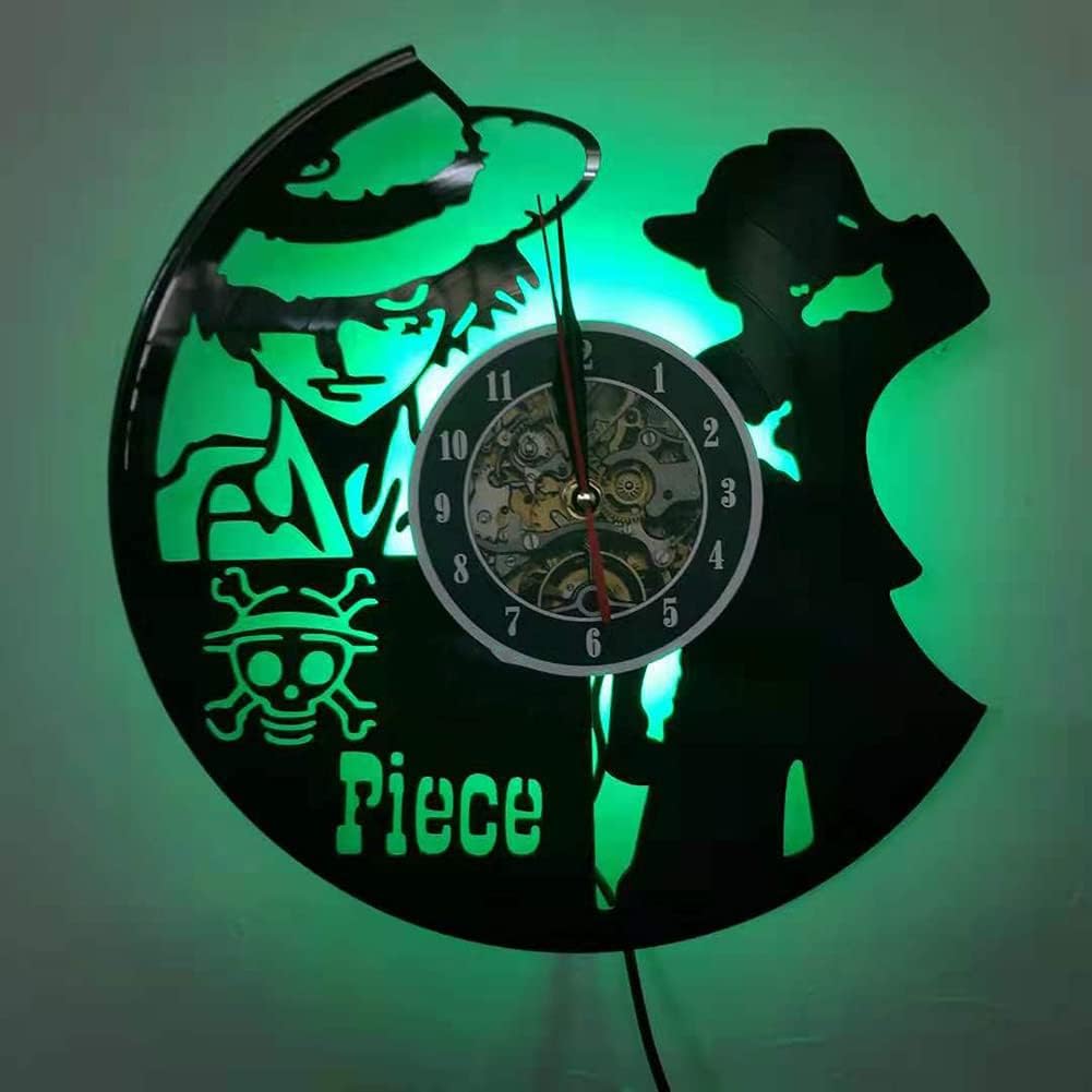 QianZhou-Uk Vinyl Wanduhr Kreative Wanduhr Mute Wanduhr Piece Serie Geschenk 7-Farben Nachtlicht Uhr, Schwarz