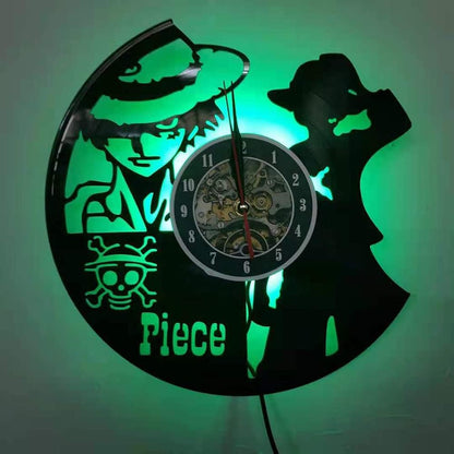 QianZhou-Uk Vinyl Wanduhr Kreative Wanduhr Mute Wanduhr Piece Serie Geschenk 7-Farben Nachtlicht Uhr, Schwarz