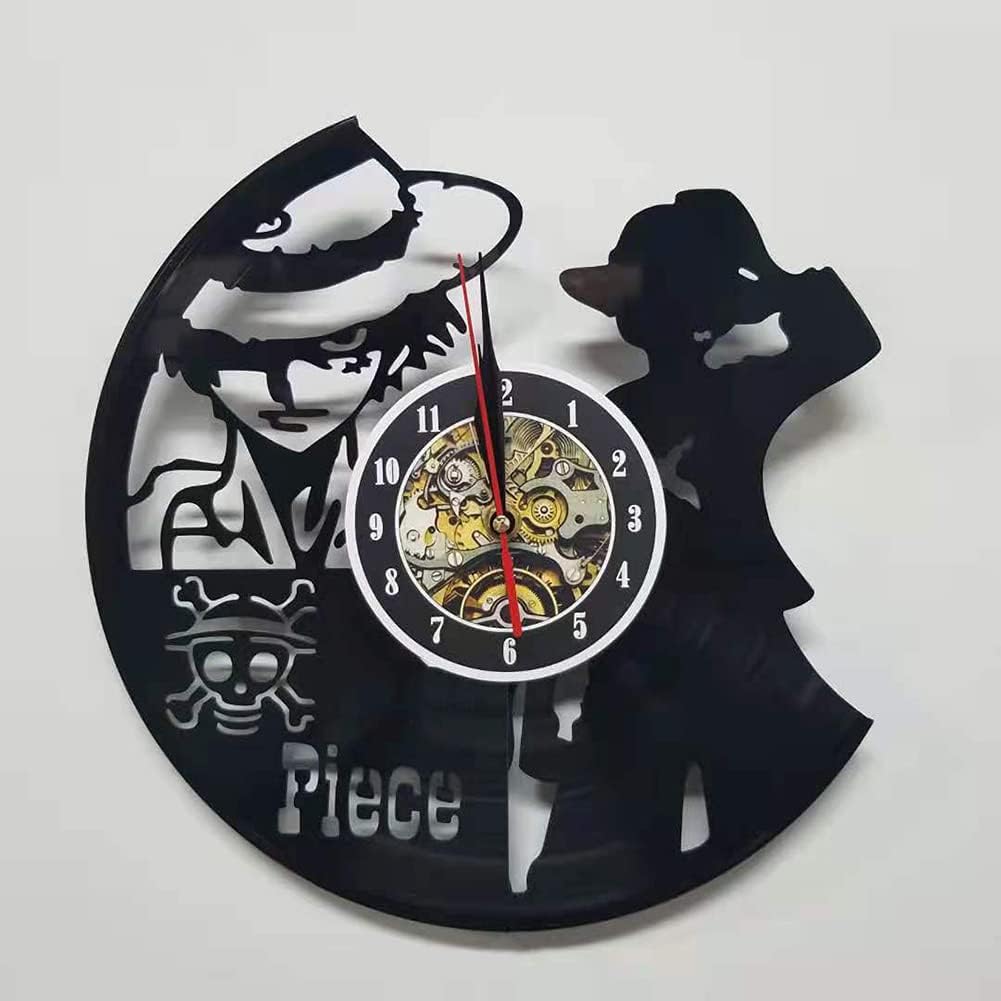 QianZhou-Uk Vinyl Wanduhr Kreative Wanduhr Mute Wanduhr Piece Serie Geschenk 7-Farben Nachtlicht Uhr, Schwarz
