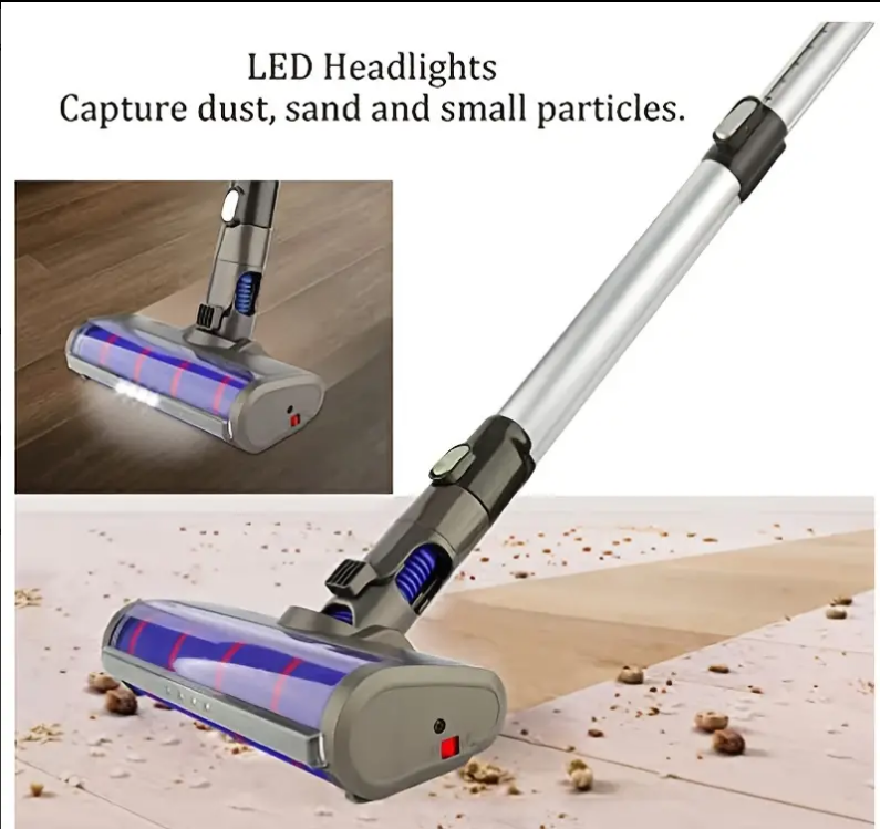 Ersatz-Weichwalzen-Reinigungskopf, kompatibel mit Dyson V6 Animal, V6 Fluffy, DC58, DC59, DC61, DC62, DC74 Akku-Staubsauger, Hartbodenmontage mit Scheinwerfern