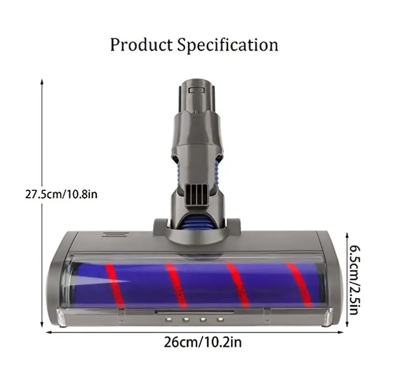 Ersatz-Weichwalzen-Reinigungskopf, kompatibel mit Dyson V6 Animal, V6 Fluffy, DC58, DC59, DC61, DC62, DC74 Akku-Staubsauger, Hartbodenmontage mit Scheinwerfern