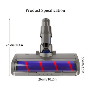 Ersatz-Weichwalzen-Reinigungskopf, kompatibel mit Dyson V6 Animal, V6 Fluffy, DC58, DC59, DC61, DC62, DC74 Akku-Staubsauger, Hartbodenmontage mit Scheinwerfern