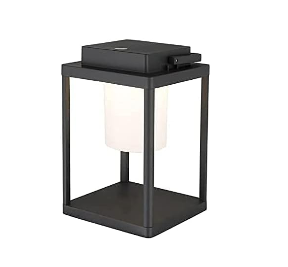 DOMAX 1953 Tragbare Außenlampe - LED Außenleuchte mit Aluminium Gehäuse, 600 Lumen, 75 Std. Beleuchtung, IP44 Regenschutz für Grillen Party Event - Matt Schwarz