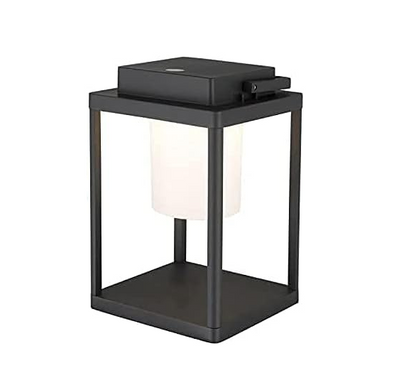 DOMAX 1953 Tragbare Außenlampe - LED Außenleuchte mit Aluminium Gehäuse, 600 Lumen, 75 Std. Beleuchtung, IP44 Regenschutz für Grillen Party Event - Matt Schwarz