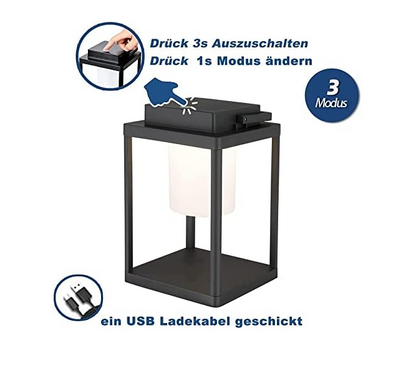 DOMAX 1953 Tragbare Außenlampe - LED Außenleuchte mit Aluminium Gehäuse, 600 Lumen, 75 Std. Beleuchtung, IP44 Regenschutz für Grillen Party Event - Matt Schwarz