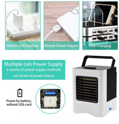 Tragbare Klimaanlage – wiederaufladbarer persönlicher Luftkühler mit 3 Geschwindigkeiten, Dauer 12 Stunden, leiser Mini-Klimaanlagenventilator, Schreibtisch-Kühlventilator für Zuhause, Schlafzimmer, Reisen und Büro