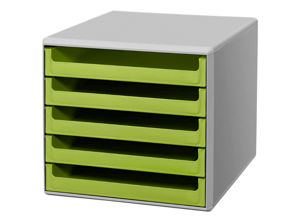 M&amp;M Schubladenbox lindgrün 30050931, DIN A4 avec 5 Schublades