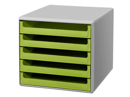 M&amp;M Schubladenbox lindgrün 30050931, DIN A4 avec 5 Schublades