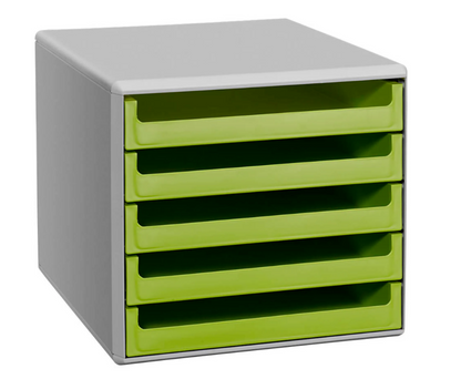 M&amp;M Schubladenbox lindgrün 30050931, DIN A4 avec 5 Schublades