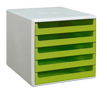 M&amp;M Schubladenbox lindgrün 30050931, DIN A4 avec 5 Schublades