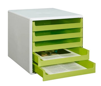 M&amp;M Schubladenbox lindgrün 30050931, DIN A4 avec 5 Schublades