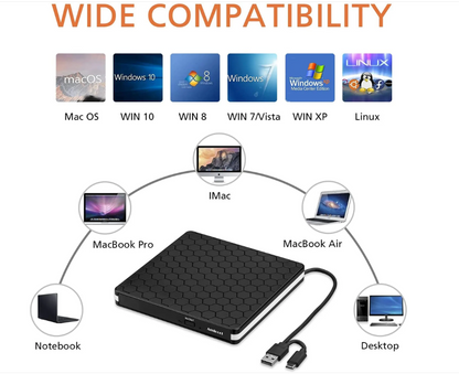 Externes DVD-Laufwerk, Amicool USB 3.0 Typ-C CD DVD +/-RW