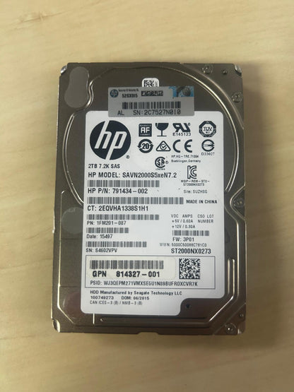 HP  791434-002 2TB 7.2K SAS  SAVN2000s5xeN7.2 HDD
