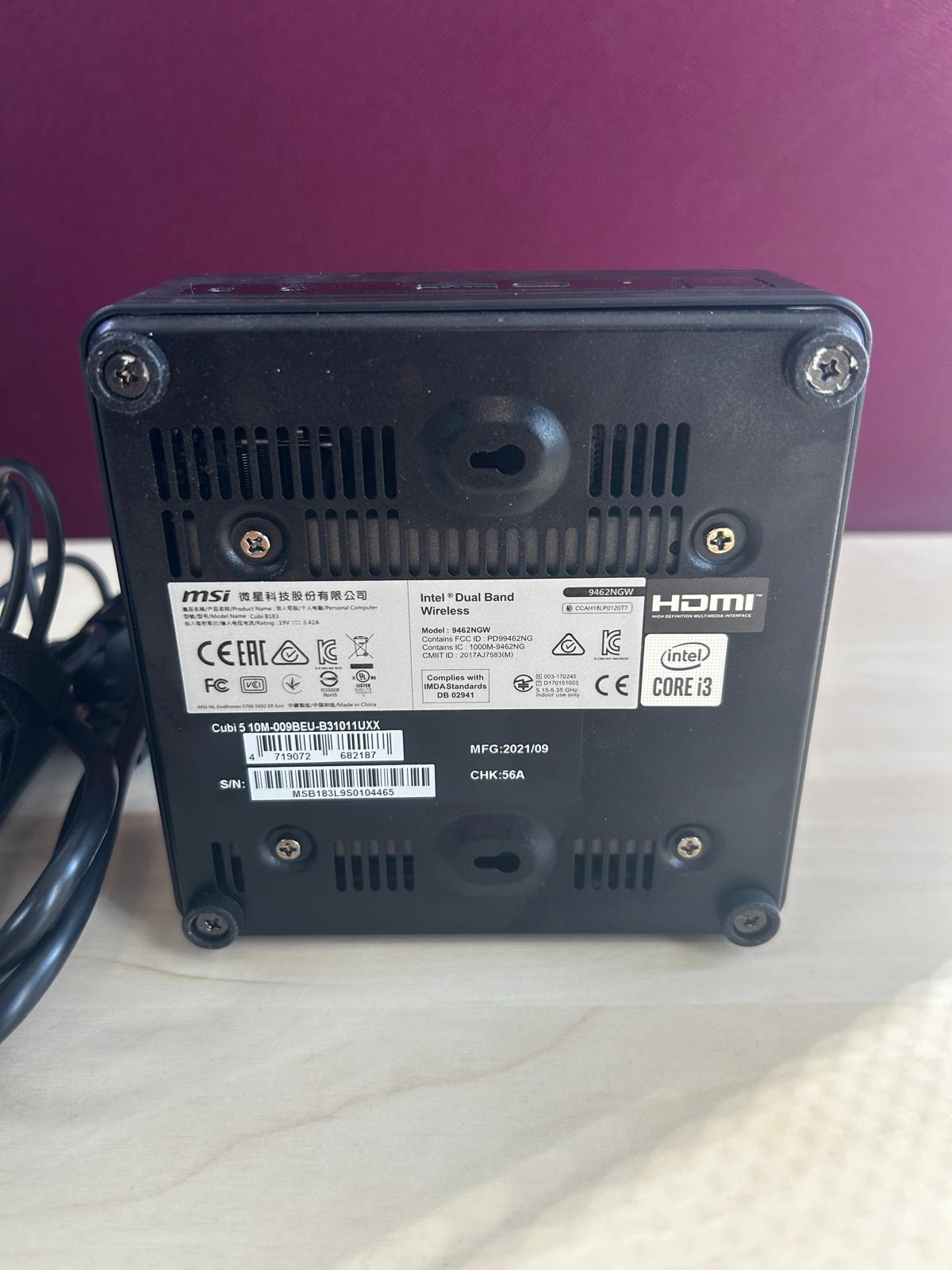 MSI Cubi 5 10M-009BEU Barebone Mini PC  Intel Core i3-10110U, 2.1 GHz,