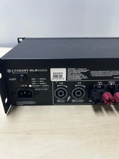 Crown XLS 1000 Digital-Endstufe 2 x 350/215 W Anschlüsse Speakon, XLR, Klinke, Cinch, Schraubklemmen