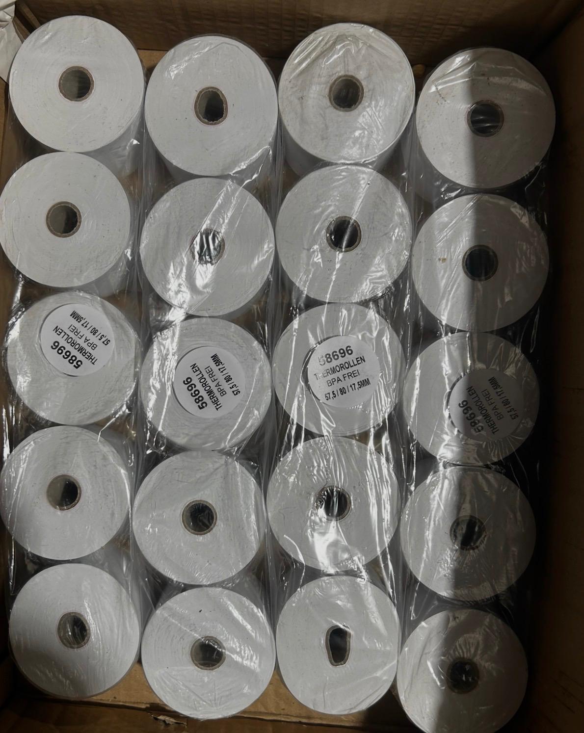 20 X  Thermorollen,Kassarollen,Bonrollen voor kassasystemen, 57mm x 80 m x 17,5mm (20 stück)