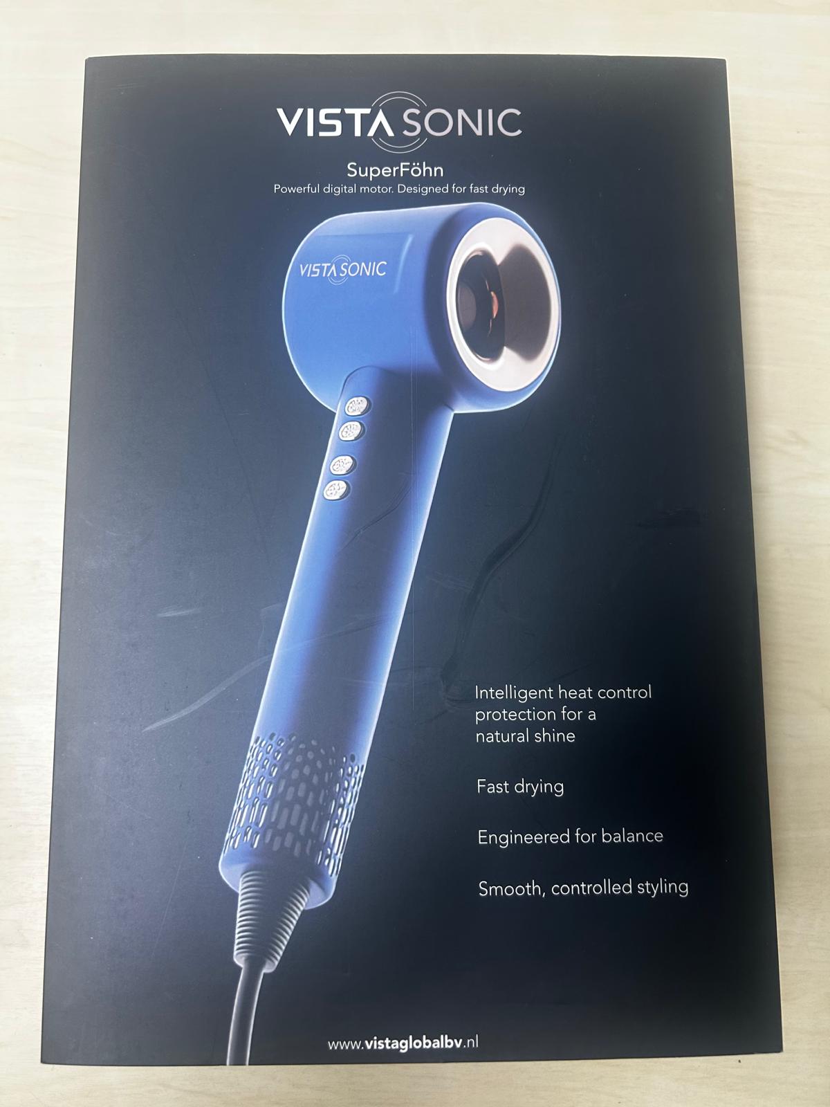 VistaSonic Super-Haartrockner mit Diffusor, 2200 W, Haartrockner für Locken, Ionen-Haartrockner, Tiefblau