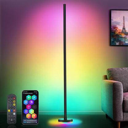Amazefun LED Stehlampe Wohnzimmer Dimmbar RGBIC,140cm,mit Fernbedienung und APP, 16 Millionen Farben,