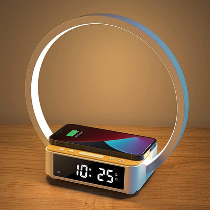 Amouhom LED Nachttischlampe, 18W Touch Control Dimmbar  mit Wecker 10W Wireless Charger