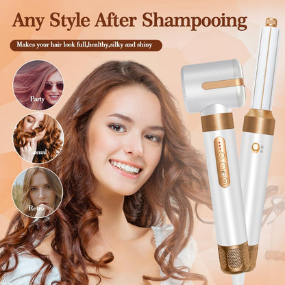 Air Styler 7 IN 1 Haartrockner mit Haarföhn Haarstyler, Warmluft Bürste,Weiß
