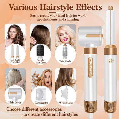 Air Styler 7 IN 1 Haartrockner mit Haarföhn Haarstyler, Warmluft Bürste,Weiß